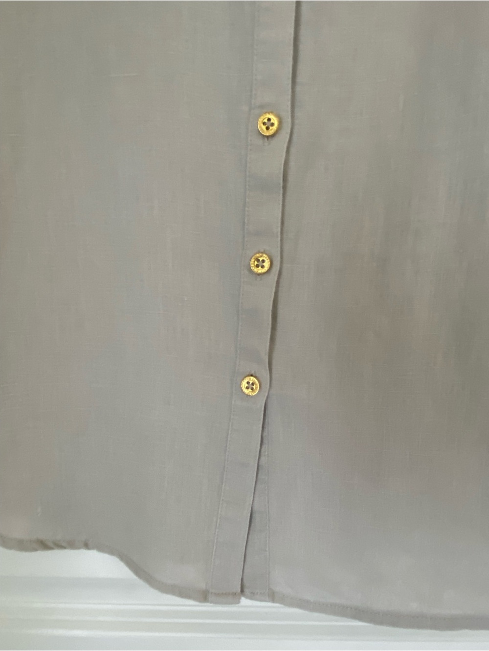 Dressy Collared Button-up Shirt Sleeveless Linen Solid Neutral Summer Tanks M - Picture 3 of 7